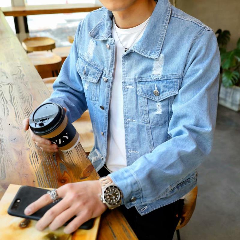 Men's Denim Jacket Hip Hop Retro Denim Jacket Street Casual Pilot Harajuku Fashion Hole Slim Buttoned Sky Blue Men's, 01
Men's Denim Jacket Hip Hop Retro Denim Jacket Street Casual Pilot Harajuku Fashion Hole Slim Buttoned Sky Blue Men's, 01