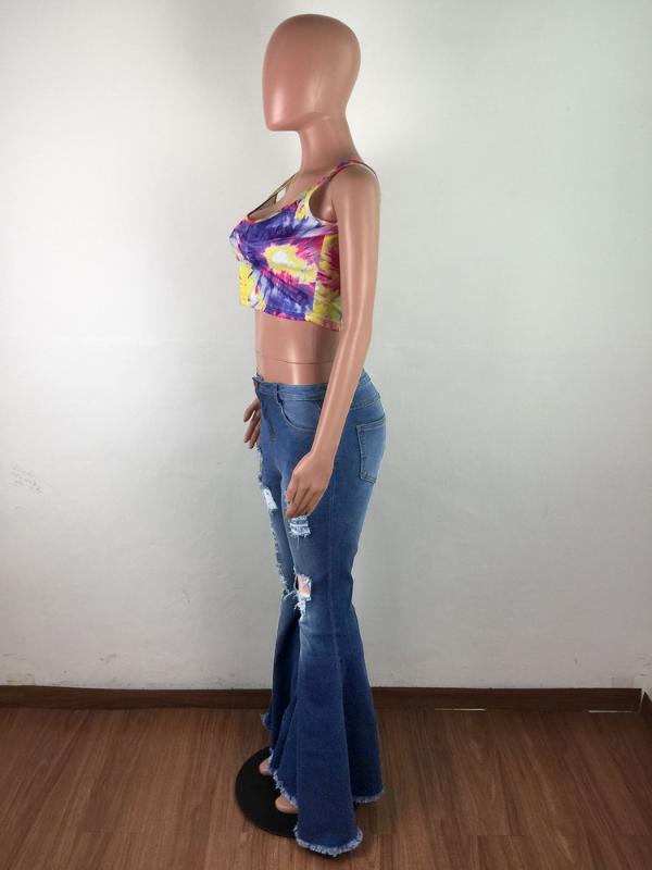 Women's Jeans Ripped Pant Sexy Women Casual Denim Flare Pants Bodycon Bell Bottom Trousers1