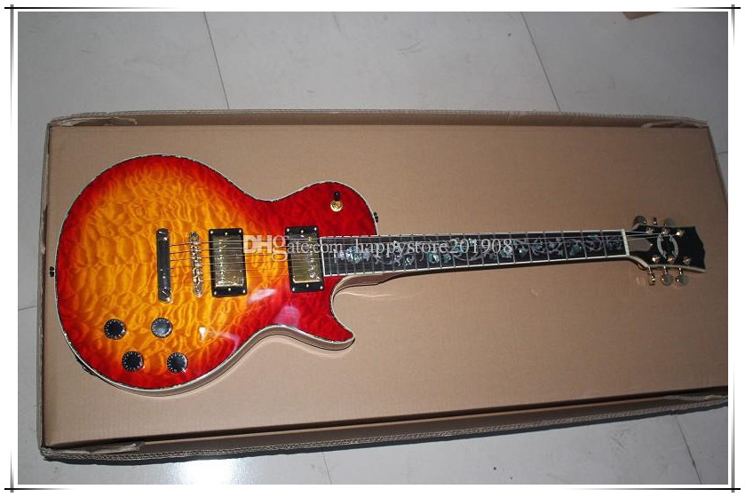 Custom Shop Cherry Sunburst body Vase Colorful Shell Inlay Electric Guitar with Golden hardware,Body Binding
Custom Shop Cherry Sunburst body Vase Colorful Shell Inlay Electric Guitar with Golden hardware,Body Binding