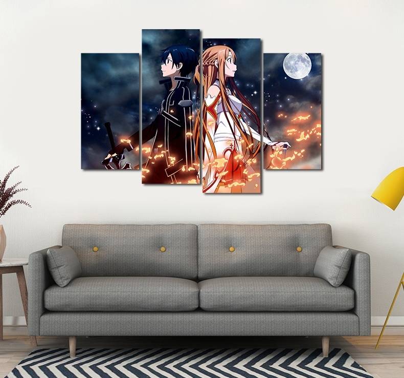 4pcs/set Unframed Sword Art Online Anime Poster Print On Canvas Wall Art Picture For Home and Living Room Decor