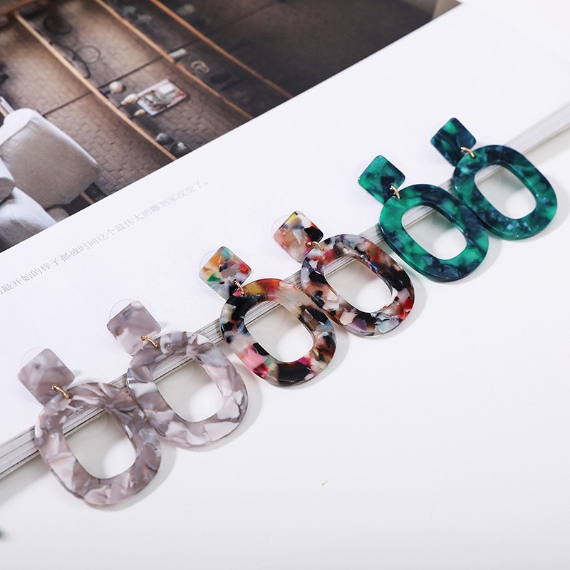 Selling Simple Earrings European And American Style Dangle & Chandelier Geometric Acetic Acid Sheet Leopard Acrylic Ear Drop 7 Colors