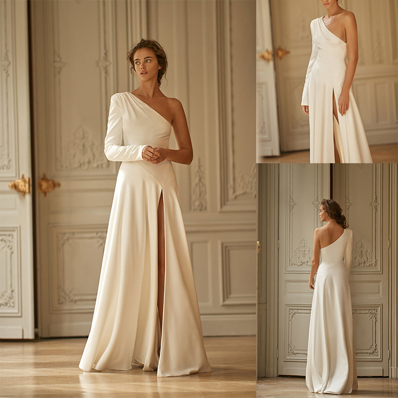 Newest Bohemian Lia Martinez A Line Wedding Dresses One Shoulder Satin Split Wedding Gowns Floor Length robe de mariée, Hunter
Newest Bohemian Lia Martinez A Line Wedding Dresses One Shoulder Satin Split Wedding Gowns Floor Length robe de mariée, Hunter