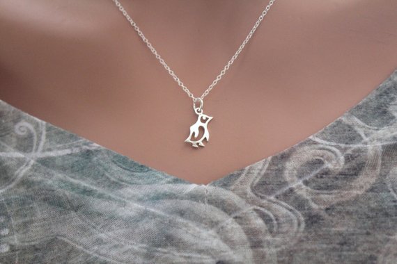 30PCS Lucky Arctic Winter Baby Penguin Necklace Geometric Small Origami Bird Necklaces Ocean Sea Aquatic Life Animal Lover Gifts