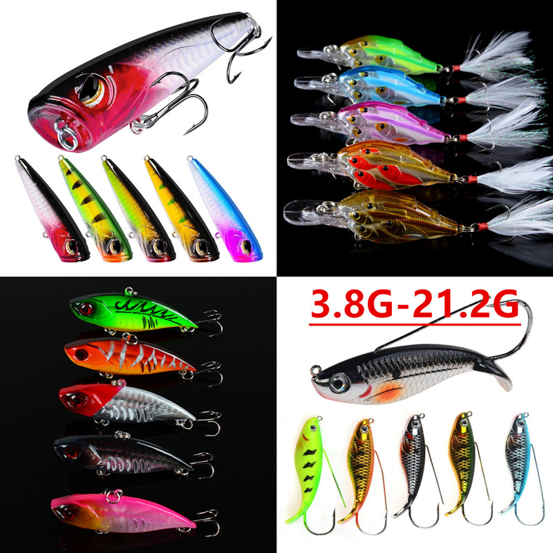 5 Color 3.8g-21.2g(5.5cm-15.2cm) Plastic Hard Baits & Lures 10/8/6/4# Hook Fishing Hooks Fishhooks Pesca Fishing Tackle Accessories B-148
5 Color 3.8g-21.2g(5.5cm-15.2cm) Plastic Hard Baits & Lures 10/8/6/4# Hook Fishing Hooks Fishhooks Pesca Fishing Tackle Accessories B-148