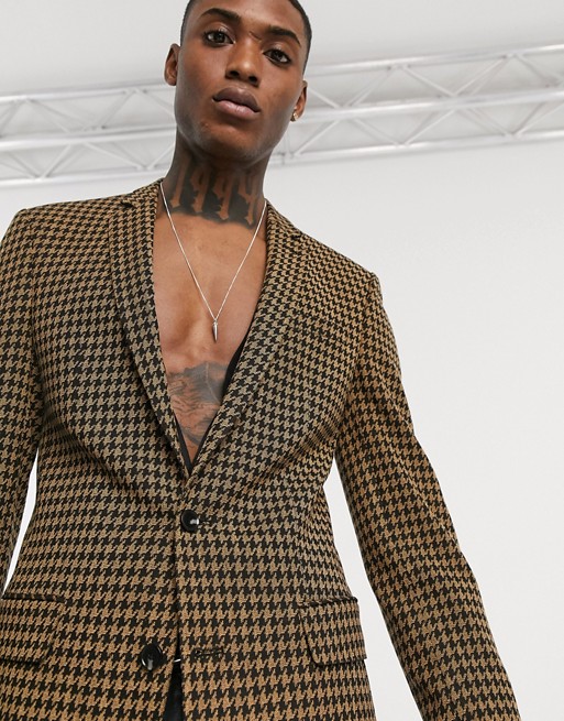 New Fashion Yellow Check Men's Suit Wedding Tuxedo Formal Slim Fit Two Button Groom Prom Dinner Blazer Suits Only One Jacket