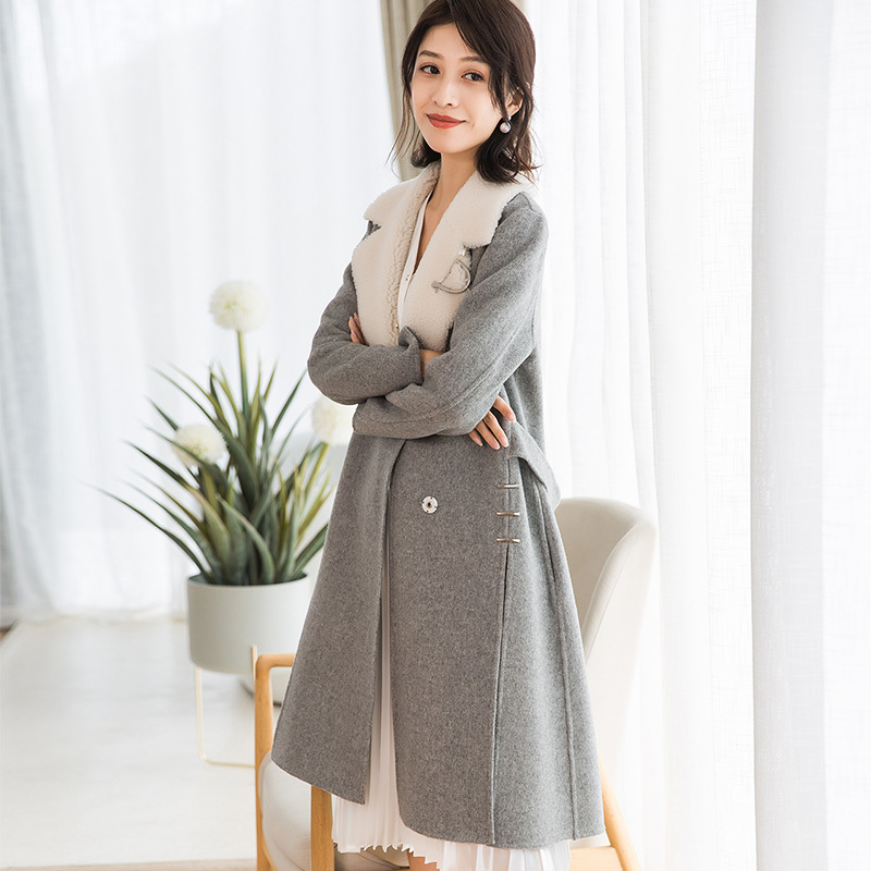 Winter Wool Coat Female Double-side Women Long Wool Coats Lady Spring Autumn Lamb Fur Collar Jacket Outwear 38022 YQ3743, Gray
Winter Wool Coat Female Double-side Women Long Wool Coats Lady Spring Autumn Lamb Fur Collar Jacket Outwear 38022 YQ3743, Gray