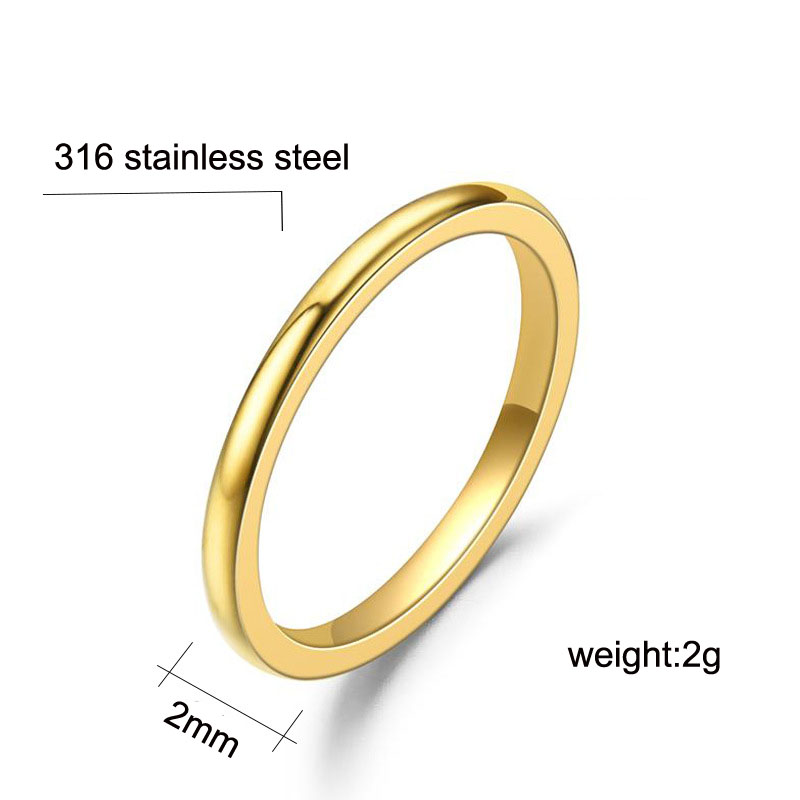 Minimalism 2mm Stainless Steel Thin Rings Stackable Band Ring Finger Rings Toe Ring For Men Women