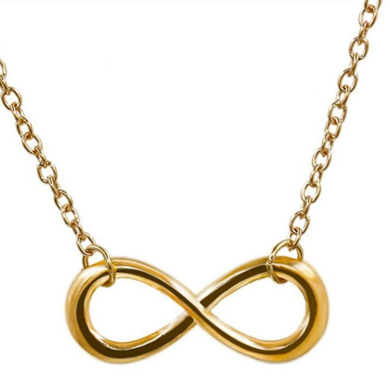Infinity Love Pendant Necklaces Number Eight Charm Jewelry Fashion Elegant Gold Silver Color Girl Lady Link Chain Choker Necklaces for Women
