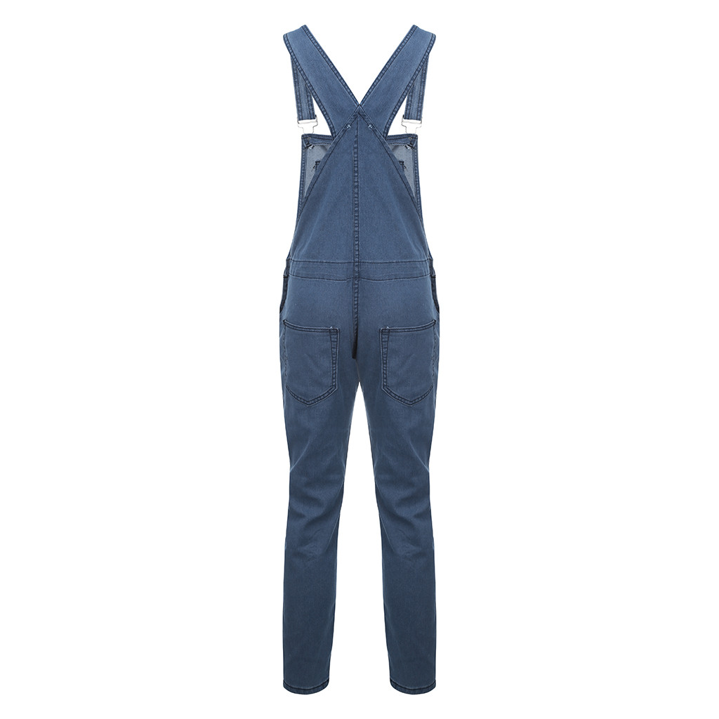 2019 Fahsion mannen Casual Losse Pocket Overalls Comfortabele Denim Jumpsuits Bib pants Plus Big Size Jeans Man Blauw Broek