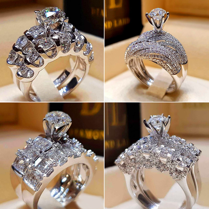 Luxury Female Crystal Diamond Engagement Ring Set Fashion 925 Silver Big Stone Finger Ring Vintage Bridal Wedding Rings For Women
Luxury Female Crystal Diamond Engagement Ring Set Fashion 925 Silver Big Stone Finger Ring Vintage Bridal Wedding Rings For Women