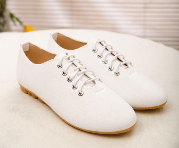 Hot Sale-Women Leather Shoes woman PU Black White Flat shoes candy color Cheap Women shoe Loafers Moccasins EW39