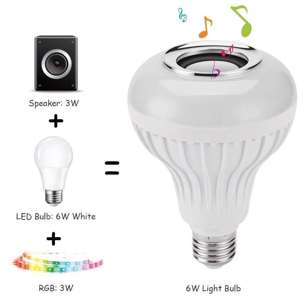 Wireless Bluetooth Speaker+12W Color Dimmable RGB Bulb LED Lamp 110V 220V Smart Led Light Music Player o with Remote Control By Tuya App