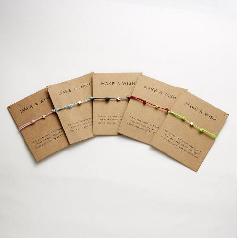 cross-border hot handmade bracelet Make a wish paper card five-point star knitting adjustable bracelet GB1589