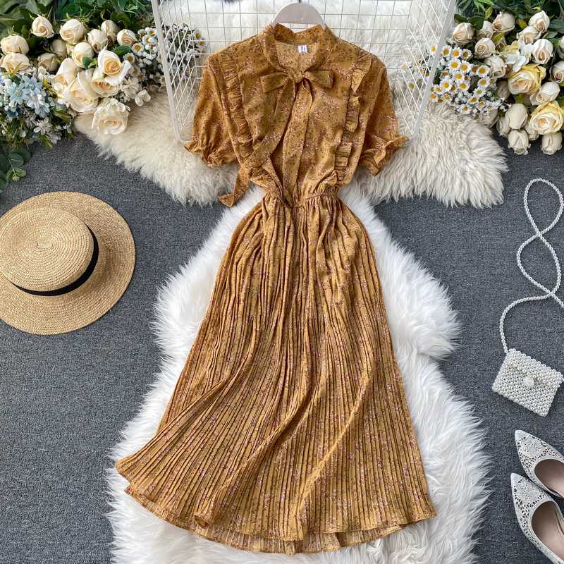 2020 Spring Summer Women Dresses Ruffles Bow Tie Vintage Elegant Dress Short Sleeve Slim Floral Print Chiffon Midi Dress Women, Black
2020 Spring Summer Women Dresses Ruffles Bow Tie Vintage Elegant Dress Short Sleeve Slim Floral Print Chiffon Midi Dress Women, Black