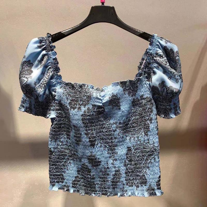Spring / Summer 2020 New Printed Waist Sweet One-Neck Collar Puff Sleeve Blouses & Shirts, Blue
Spring / Summer 2020 New Printed Waist Sweet One-Neck Collar Puff Sleeve Blouses & Shirts, Blue