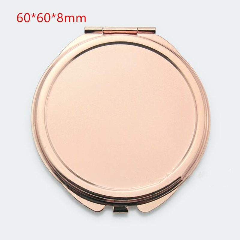 Makeup Mirror Solid Color Metal Round Case Double-Side Pop-Up Pocket Mirror Beauty Accessories Rose Gold F2290