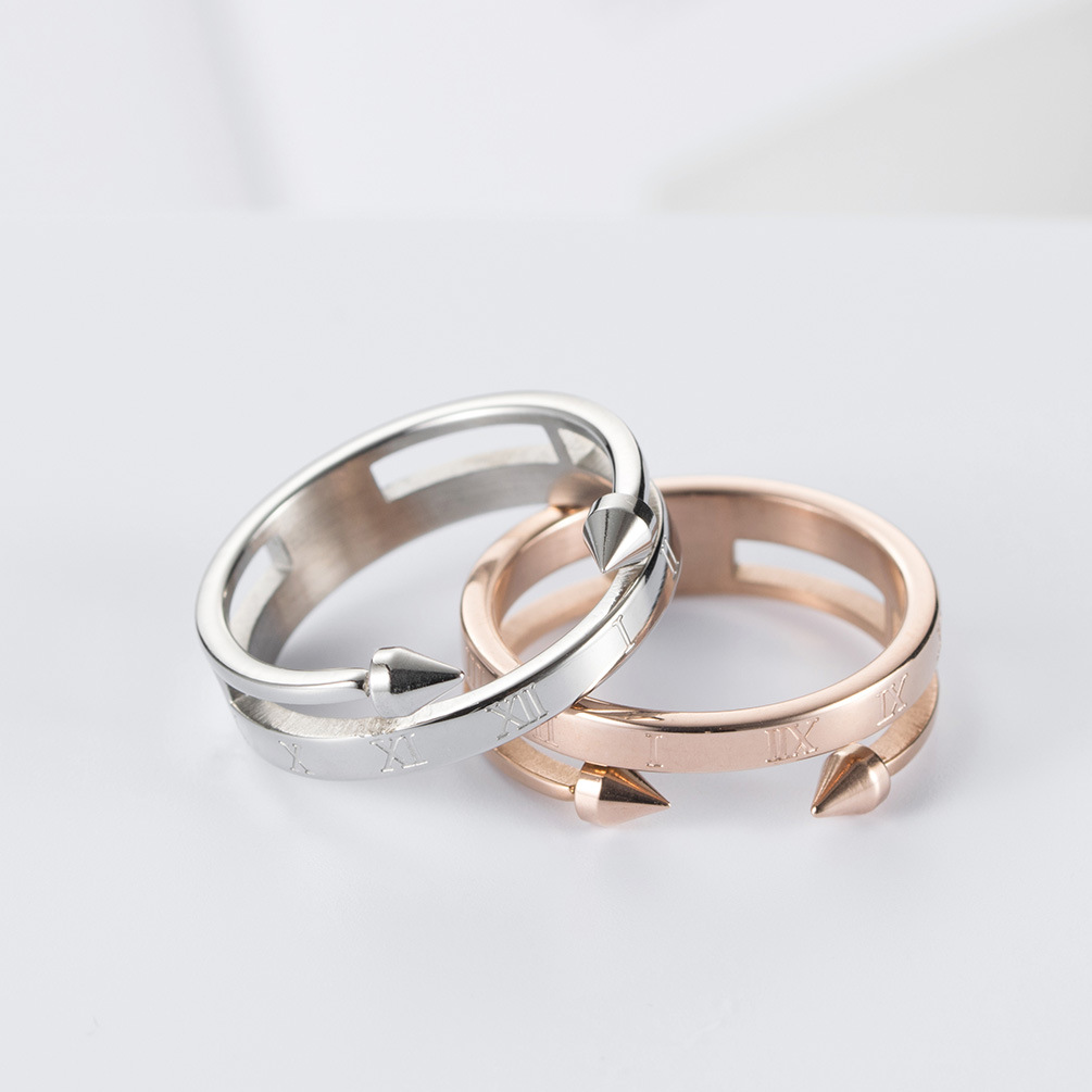Korean Creative Titanium Steel Rivets Roman Numeral Ring Rose Gold Color Simple Unique Women Finger Ring Jewelry Size 5-9 bague
Korean Creative Titanium Steel Rivets Roman Numeral Ring Rose Gold Color Simple Unique Women Finger Ring Jewelry Size 5-9 bague