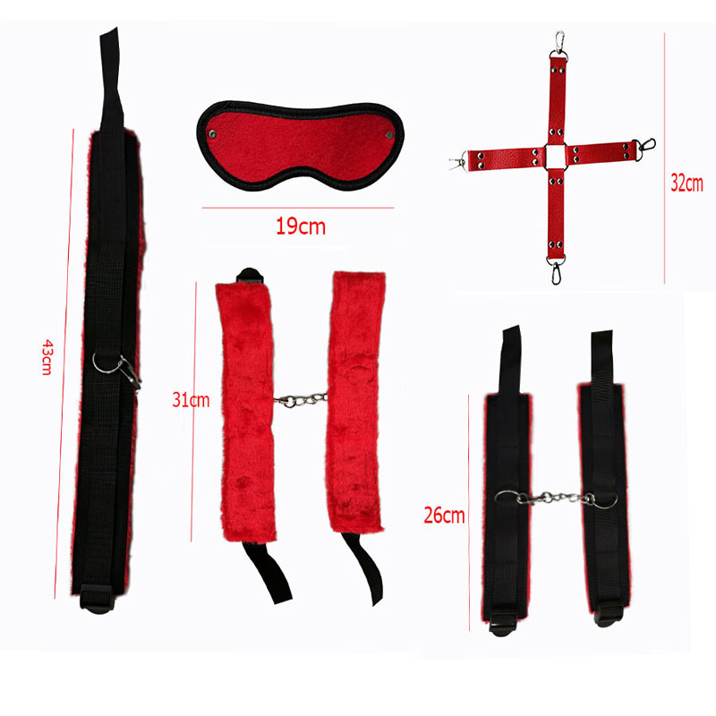 7Pcs Nylon Plush Erotic Sex Toys Adults Sex Handcuffs Whip Mouth Gag Sex Mask Bdsm Bondages Set
