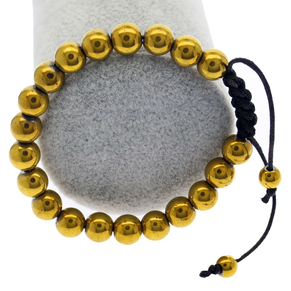 8 mm bead hematite string bracelet electroplated multi-color leather rope ring fashion creative