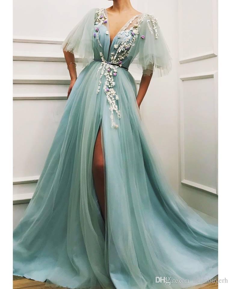A Line Tulle V Neck Cocktail Party Dresses Sexy Cheap Long 2018 Prom Dress Side Cuts Elegant Evening Formal Gown, Fuchsia
A Line Tulle V Neck Cocktail Party Dresses Sexy Cheap Long 2018 Prom Dress Side Cuts Elegant Evening Formal Gown, Fuchsia