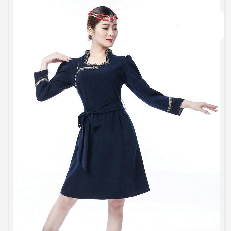 Mongolian Dance Clothing Woman Adult long sleeve dress Mongolia Show Classical oriental costume Ethnic festival stage Performance wear