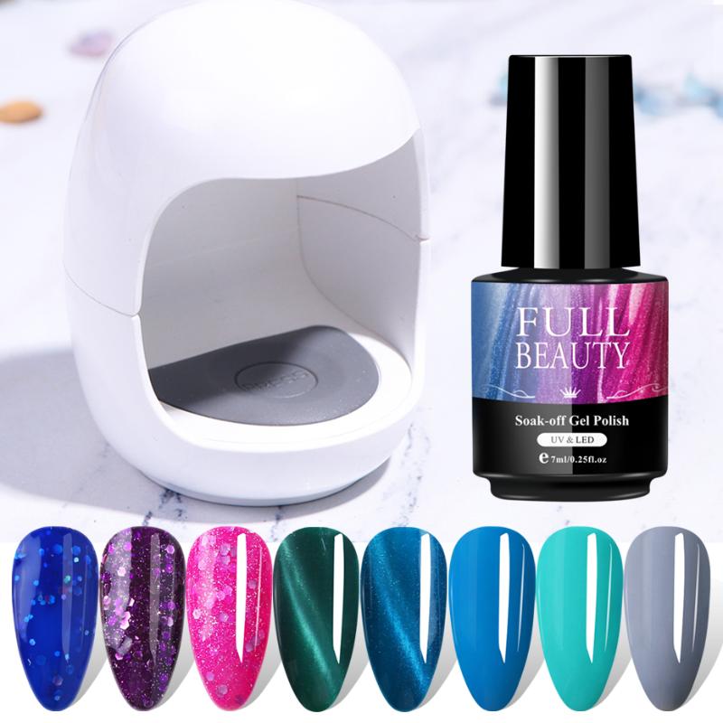 7ml Nail Gel Polish Kit With Mini UV Lamp Blue Gel Varnish Cat Eye Magnet Stick Portable Nail Art Glitter Polish Set Kits LY1579, No.13 magnet
7ml Nail Gel Polish Kit With Mini UV Lamp Blue Gel Varnish Cat Eye Magnet Stick Portable Nail Art Glitter Polish Set Kits LY1579, No.13 magnet