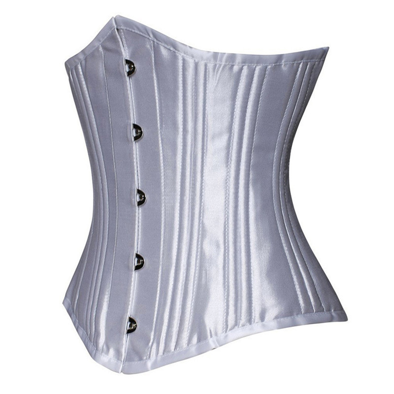 26 Double Boned Steel Bone Waist Trainer Body Shaper Satin Underbust Corset Women Slim Modeling Strap Belly Slimming Sheath Belt Black White