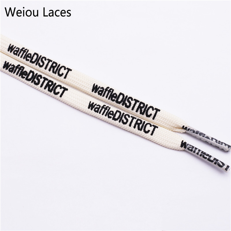 Weiou Brand New 7mm Double-sided Printing Shoelace Extra Long Shoestring Sports Clothing Drawstring Beige Flat Laces