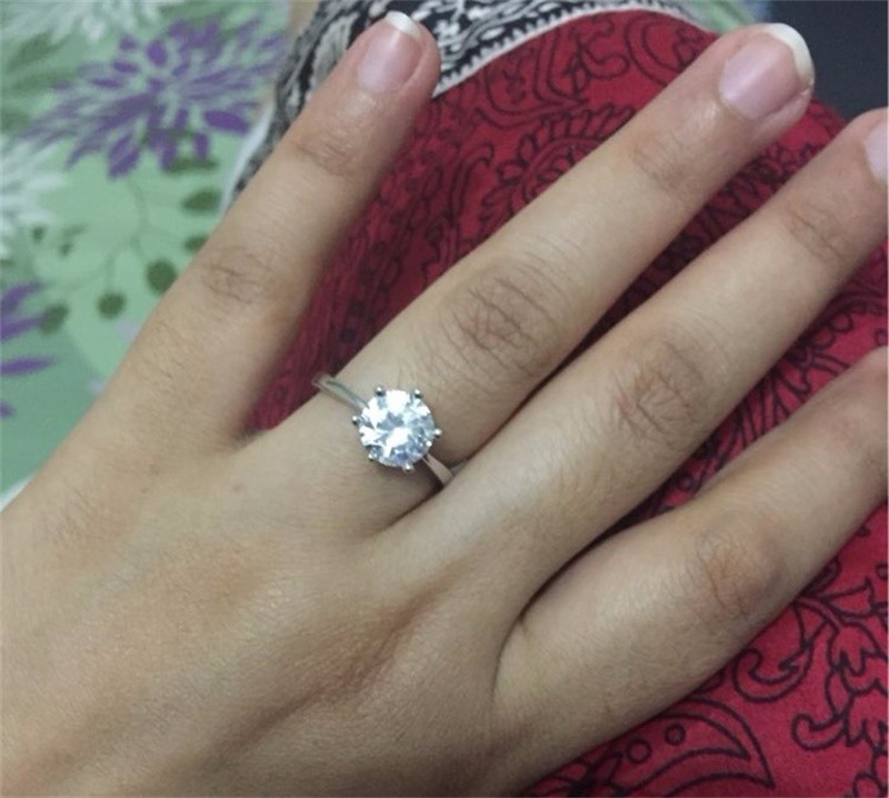 Classic Real Solid Wedding for Women Set 6mm Sona DIA cz Engagement Ring Pure Sier Rings Fine Jewelry size 4-9