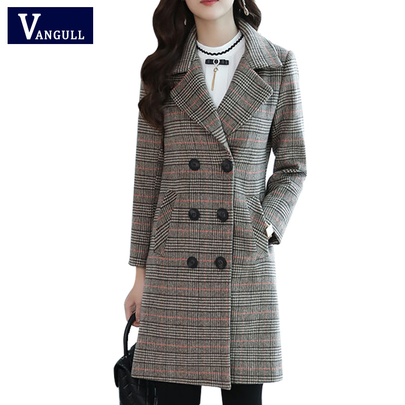Vangull Plus Size 5XL Autumn Winter Wool Coat Women Plaid Blends Office Lady Double Breasted Long Coats Casual Slim Jacket 2019, Black
Vangull Plus Size 5XL Autumn Winter Wool Coat Women Plaid Blends Office Lady Double Breasted Long Coats Casual Slim Jacket 2019, Black