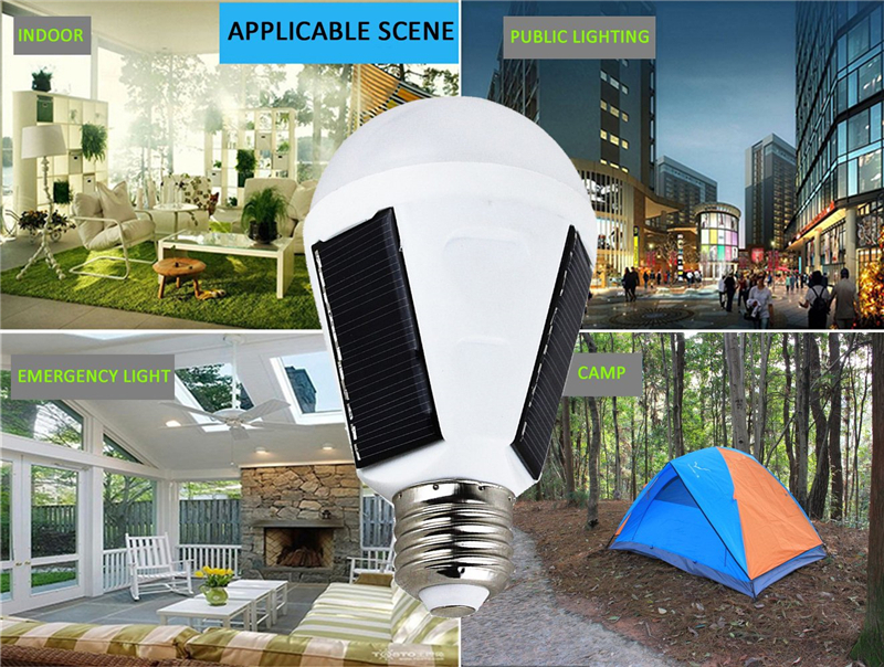 Emergency Solar Rechargeable Light Bulbs for Power Outage 7W 12W E27 6500K Portable Camping Tent Lights for Outdoor & Indoor