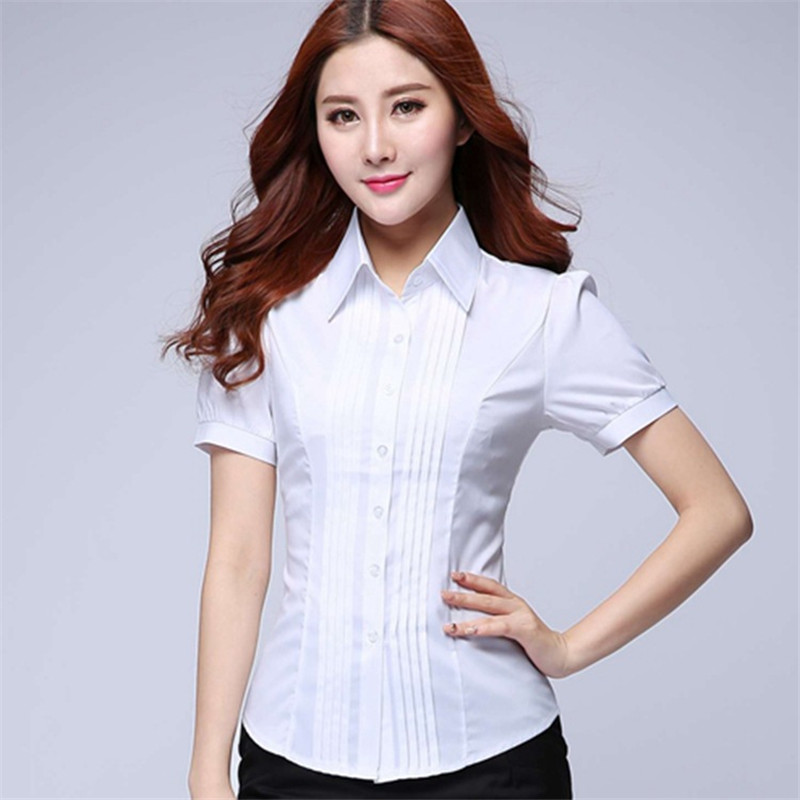 Korean Fashion Women Shirts Office Lady Cotton Blouse Blusas Mujer De Moda 2019 Women Blouses Elegant Shirt Plus Size 5XL