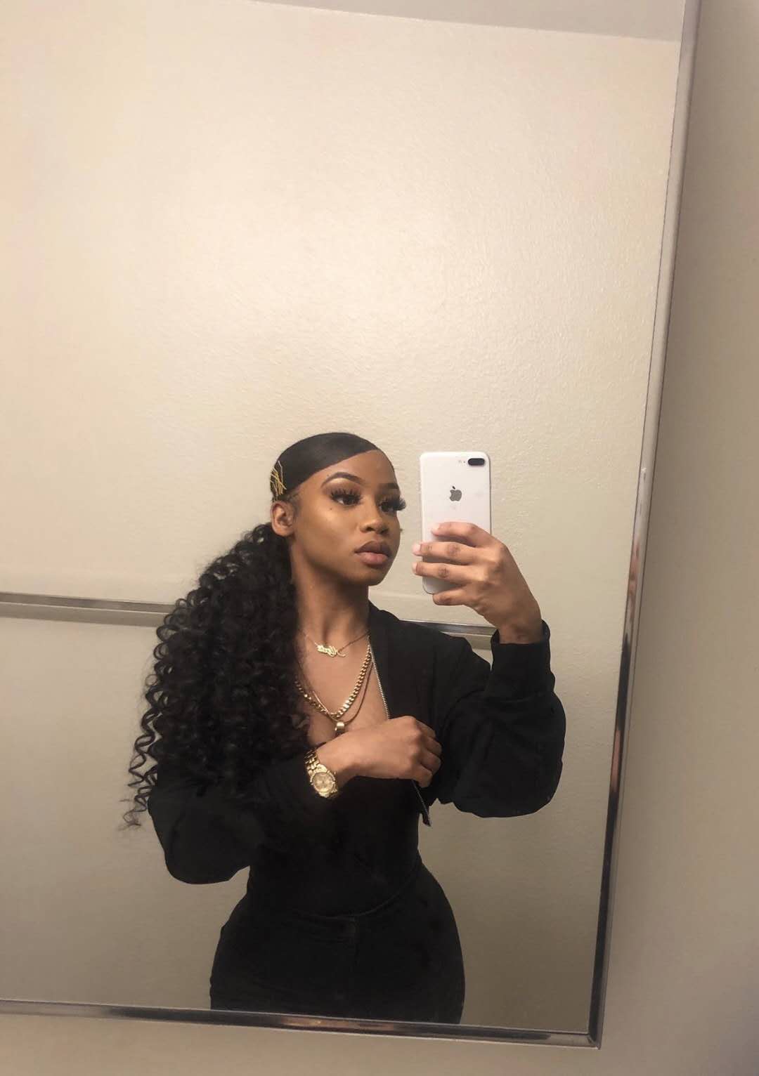 Celebrity Ponytail hairstyle for black women side part curly drawstring pony tail human hair women hair extension natural 1b 100g-160g