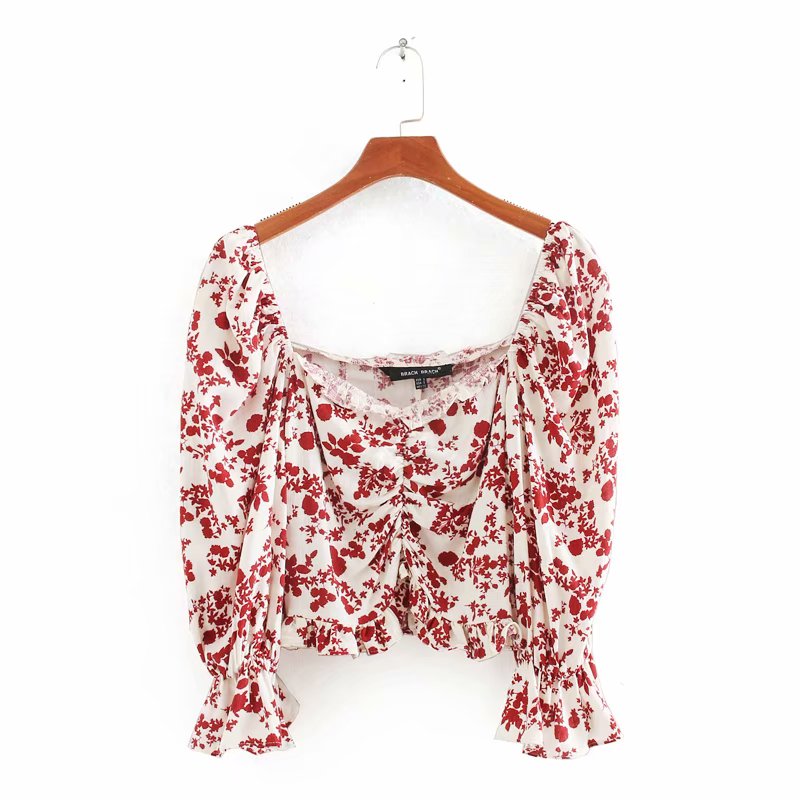women floral print pleated ruffles short blouse ladies butterfly sleeve chic shirts square collar feminina blusas tops LS6408, As pic ls6408cc
women floral print pleated ruffles short blouse ladies butterfly sleeve chic shirts square collar feminina blusas tops LS6408, As pic ls6408cc