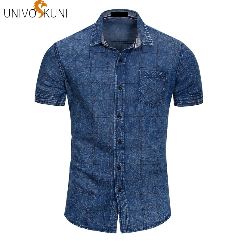 UNIVOS KUNI 2018 New Fashion Casual Shirts Men Fit Slim Short Sleeve Solid Men Shirts Plaid 100% Cotton Denim Shirt Q573, Black
UNIVOS KUNI 2018 New Fashion Casual Shirts Men Fit Slim Short Sleeve Solid Men Shirts Plaid 100% Cotton Denim Shirt Q573, Black