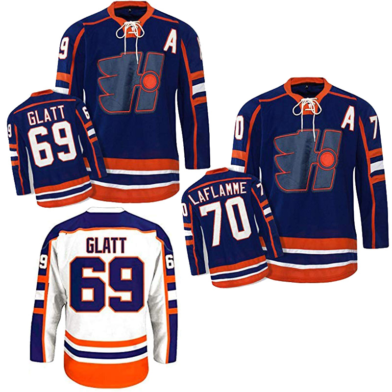 Goon Doug Movie Hockey Jersey The Thug Glatt Halifax Highlanders #69 Xavier LaFlamme #70 Color Blue White S-3XL, As picture shown
Goon Doug Movie Hockey Jersey The Thug Glatt Halifax Highlanders #69 Xavier LaFlamme #70 Color Blue White S-3XL, As picture shown
