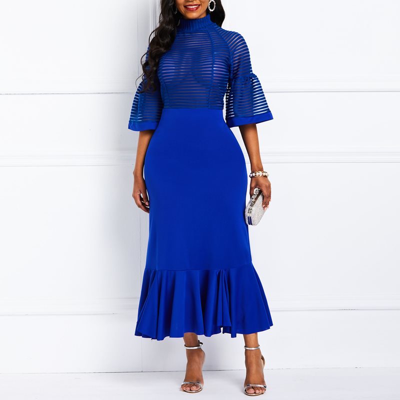 Summer autumn clothing sexy club net yarn perspective beautiful party long party clothing LY191116