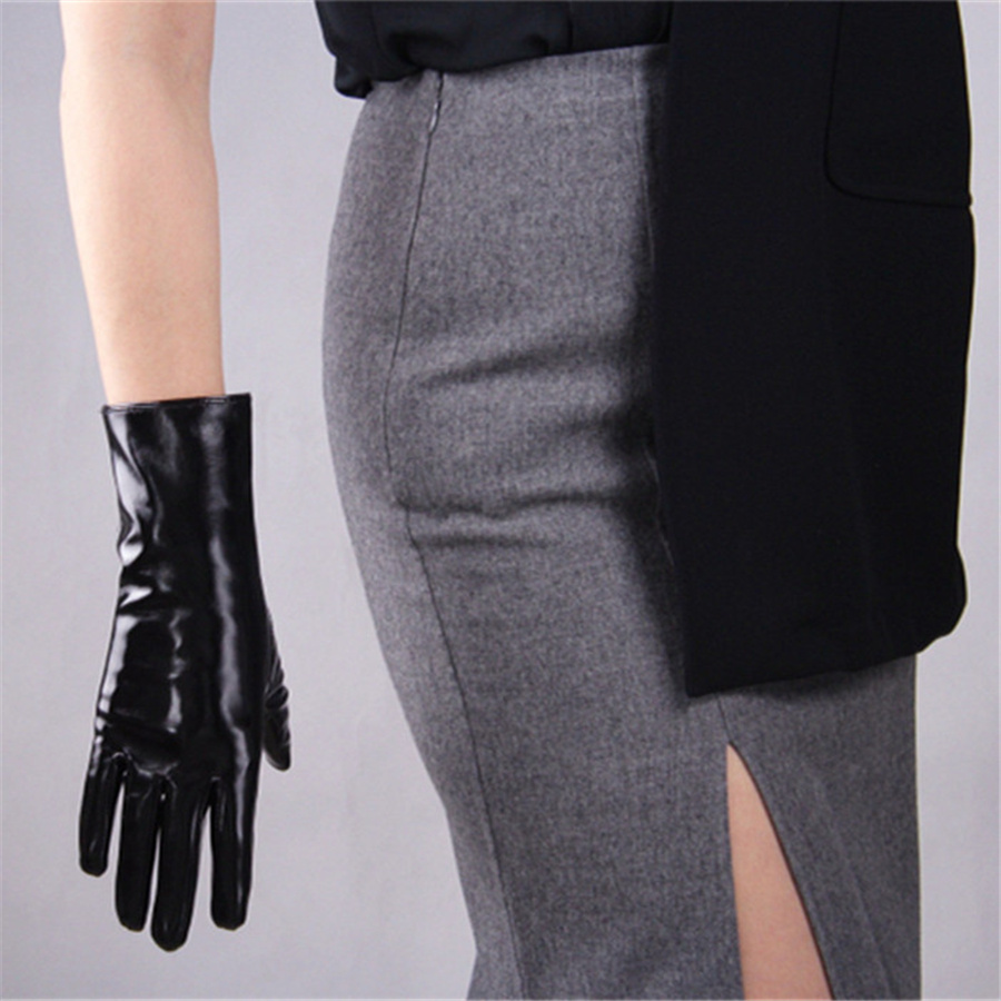 Fashion- Long Leather Gloves 70cm Long Over Elbow Simulation Leather PU Seiko No Lining Black TB16 D18110705