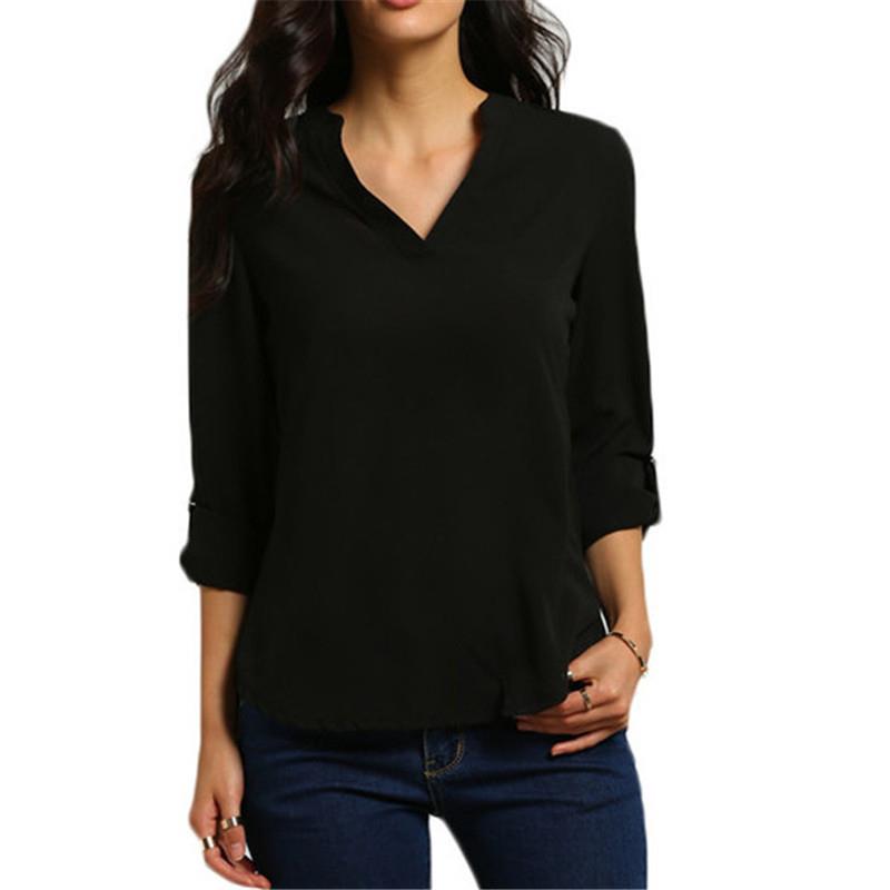 2017 New Fashion Women Long Sleeve Chiffon V Neck T Shirt Autumn Sexy Work Casual Tops Womens Plus Size Tee Solid Black White, Blue
2017 New Fashion Women Long Sleeve Chiffon V Neck T Shirt Autumn Sexy Work Casual Tops Womens Plus Size Tee Solid Black White, Blue