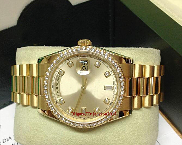 Original box certificate Mens Watches 118348 Yellow Gold Diamond Bezel 36mm Asia 2813 movement
Original box certificate Mens Watches 118348 Yellow Gold Diamond Bezel 36mm Asia 2813 movement