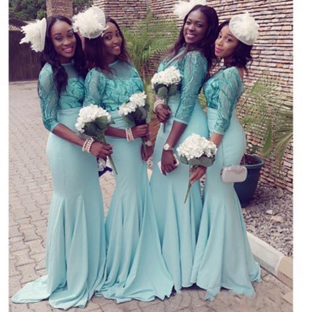 Sage Green African Nigeria Girls Bridesmaid Dresses Mermaid 3/4 Long Sleeves Jewel Neck Appliques Long Evening Wedding Guest Party Gowns
Sage Green African Nigeria Girls Bridesmaid Dresses Mermaid 3/4 Long Sleeves Jewel Neck Appliques Long Evening Wedding Guest Party Gowns
