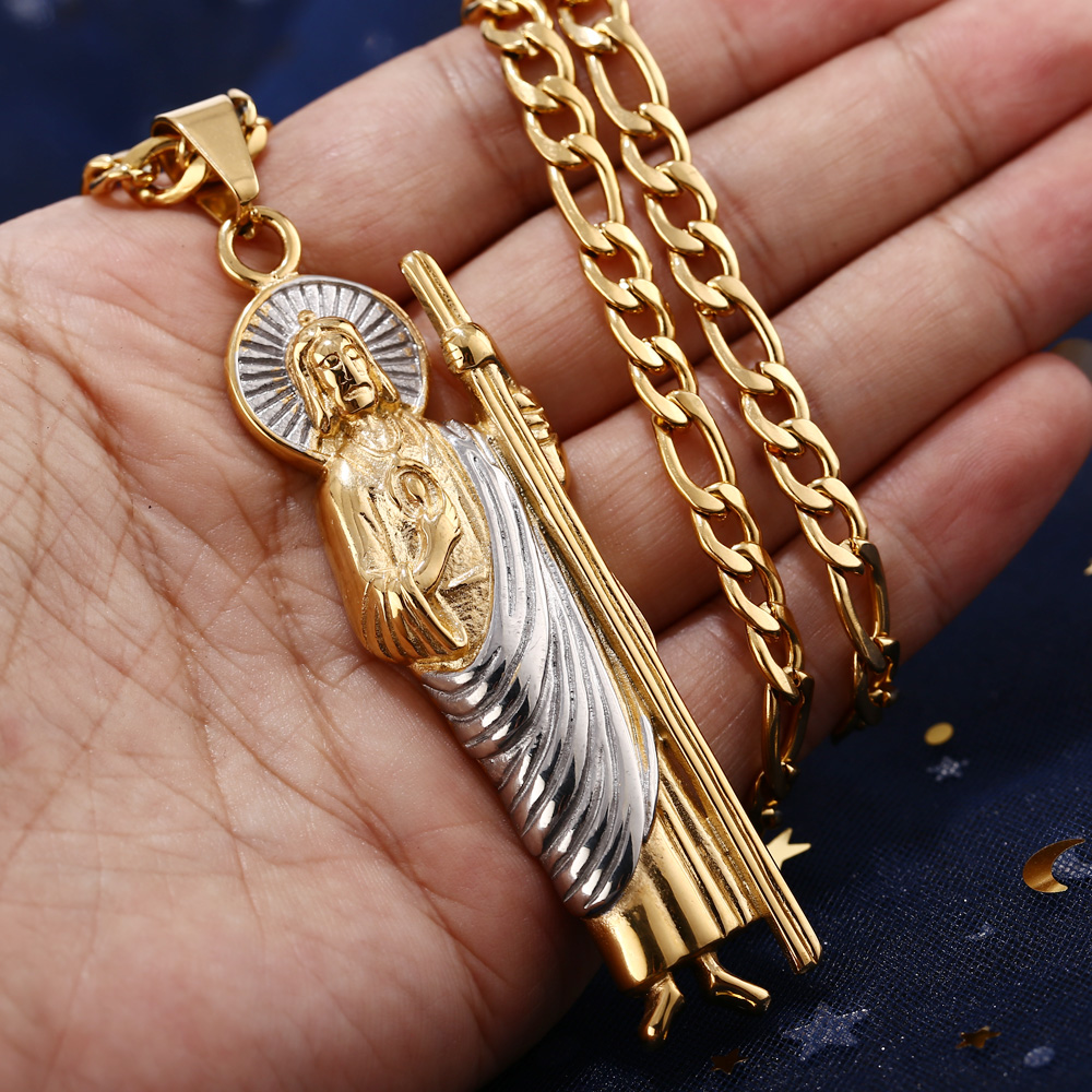 81MM Stainless Steel Jude Thaddeus Pray For Us Religious Charm Necklace Cross Jesus Crucifix Bible Prayer Christian For Gifts
81MM Stainless Steel Jude Thaddeus Pray For Us Religious Charm Necklace Cross Jesus Crucifix Bible Prayer Christian For Gifts