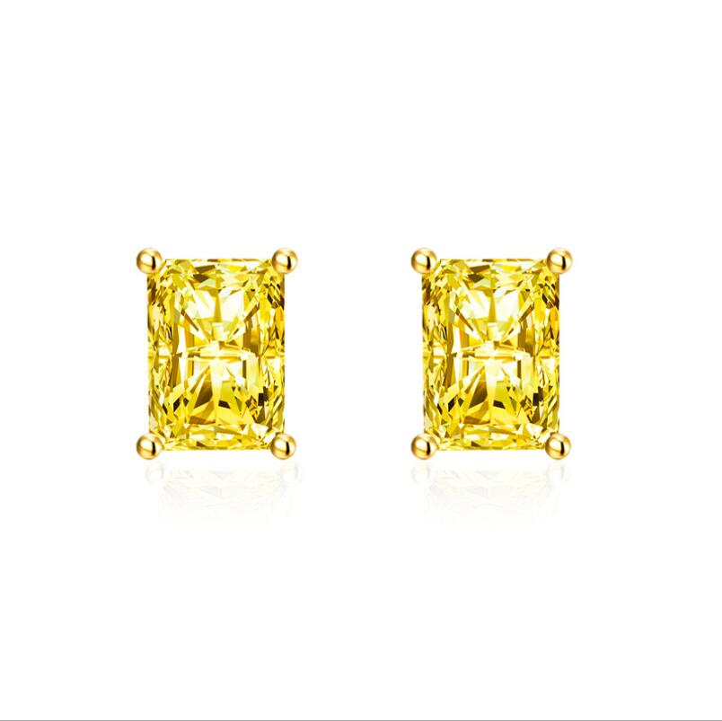 Choucong Simple Fashion Jewelry Hot Sell Real 925 Sterling Silver Princess Cut White Topaz CZ Diamond Square Women Wedding Stud Earring
