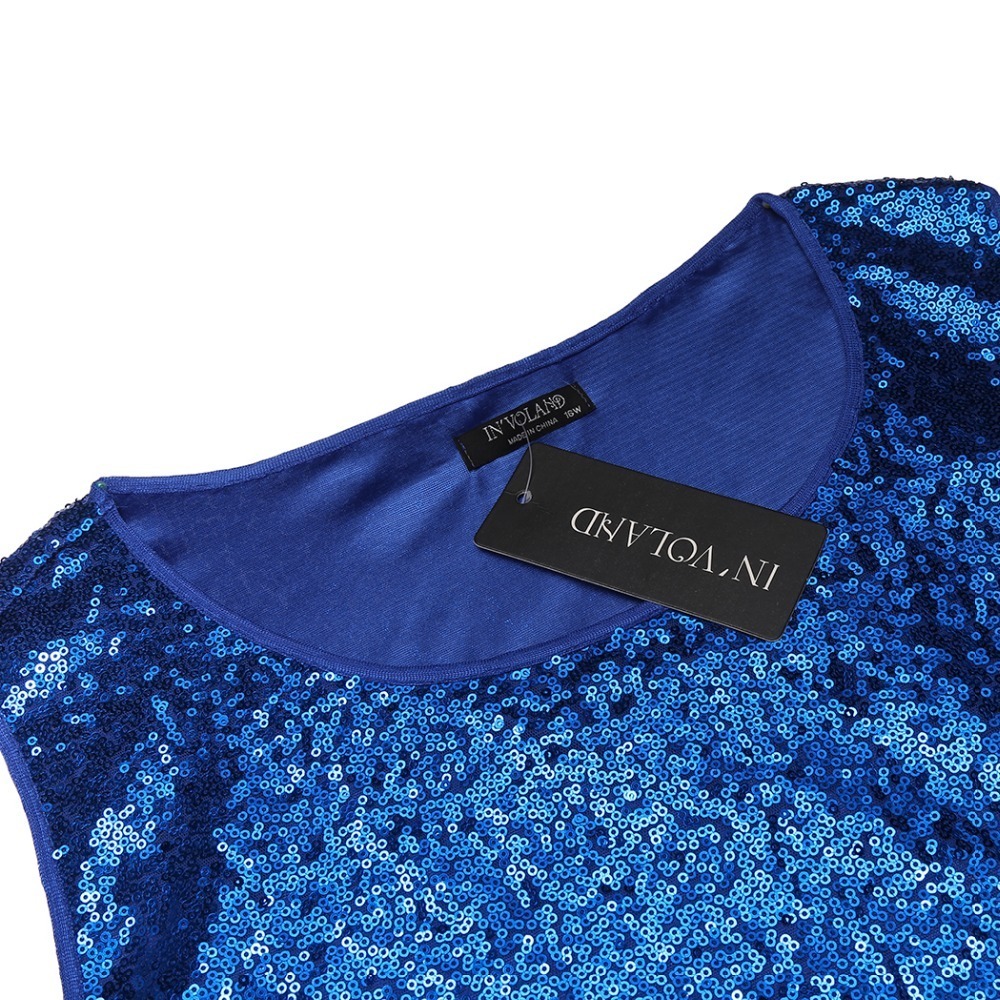 In'voland Women Sleeveless Sequin Party T-shirts Tops Plus Size Xl-5xl Basic O-neck Large Pullovers Tshirt Tees Tank Oversized Q190403