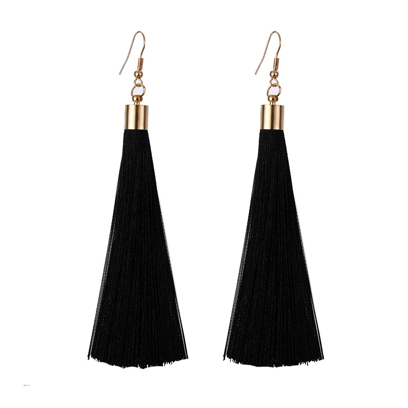 Women's long tassel pendant earrings girls tassel earrings elegant temperament Valentine's Day birthday party wild gift