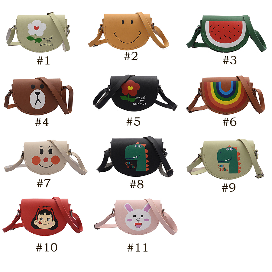 11 Styles Baby Coin Purse Cartoon Fashion Kids Mini Diagonal Bag Cute Dinosaur Rabbit Watermelon Print Children's Decorative Pouch Bags M598
