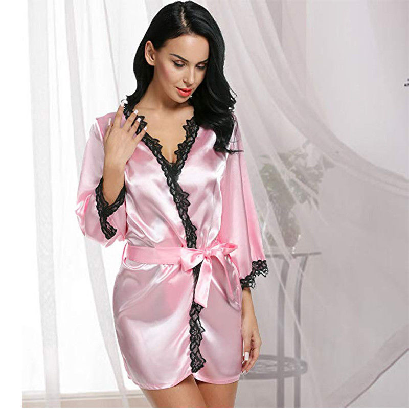 Fashion Women' Silk Satin Robe Lingerie Sleepwear Bathrobe Bandage Sexy Lace V-Neck Girls Robes Summer, Red
Fashion Women' Silk Satin Robe Lingerie Sleepwear Bathrobe Bandage Sexy Lace V-Neck Girls Robes Summer, Red