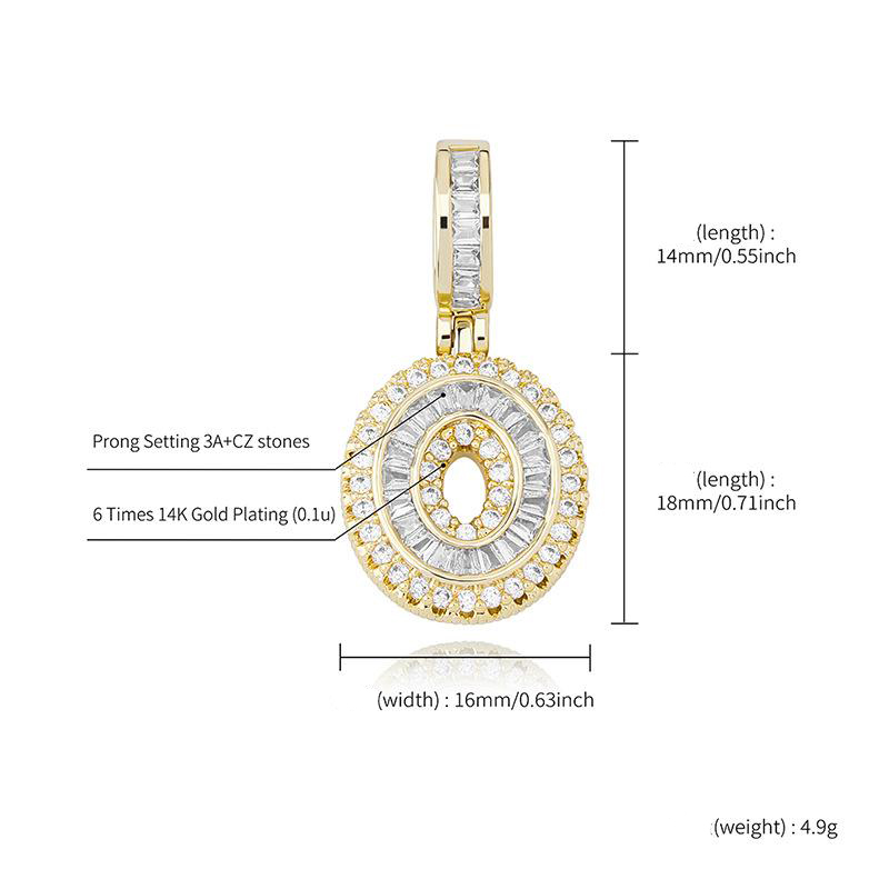 Gold Plated Iced Out CZ Square Cubic Zirconia Custom Sports Number Pendant Chain Necklace DIY Bling Diamond Hip Hop Jewelry Gift for Guys