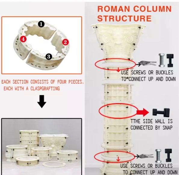 ABS plastic roman concrete column moulds Multiple styles european pillar mould construction moulds for garden villa home house234Q7853269