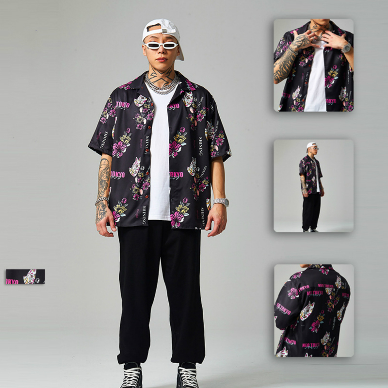 Men' Top Shirt Short Sleeve Harajuku Stylish Personality Mask Digital Print Loose Men' Shirt Hawaiian Beach, Picture
Men' Top Shirt Short Sleeve Harajuku Stylish Personality Mask Digital Print Loose Men' Shirt Hawaiian Beach, Picture